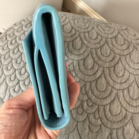 EUC🩵Saint Laurent Paris Blue Glacier Leather Y Line Flap Wallet - Picture 9 of 15